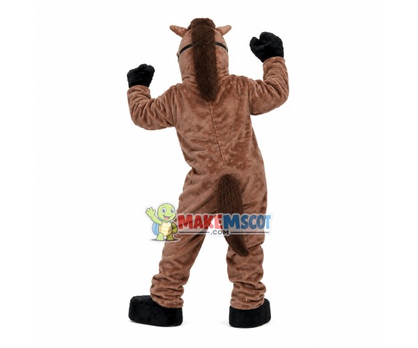 Erect The Light Brown Adult Horse Mascot Costume Erect The Light Brown Adult Horse Mascot Costume