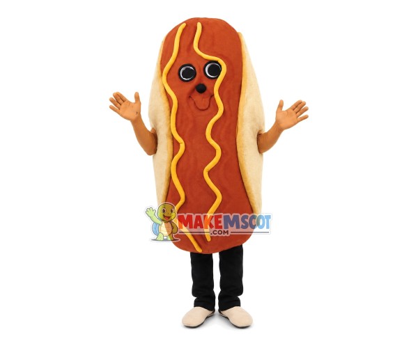 Crude Hot Dog With Mustard Sauce Mascot Costume Crude Hot Dog With Mustard Sauce Mascot Costume