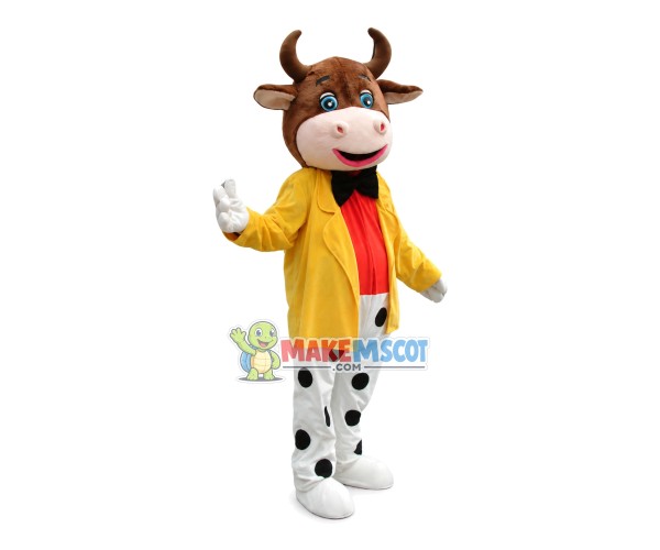 Spotted Cow In the Cardigan Jacket Mascot Costume Spotted Cow In the Cardigan Jacket Mascot Costume