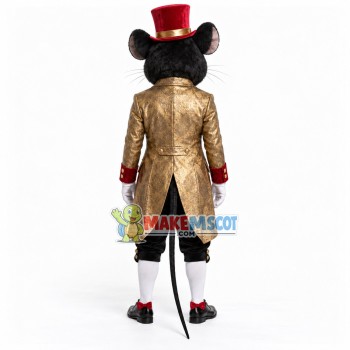Mouse Butler In Golden Tuxedo Mascot Costume Mouse Butler In Golden Tuxedo Mascot Costume
