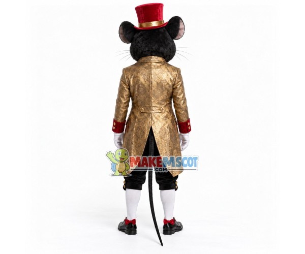 Mouse Butler In Golden Tuxedo Mascot Costume