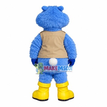 Plush Blue Tiger With Outdoor Vest Mascot Costume Plush Blue Tiger With Outdoor Vest Mascot Costume