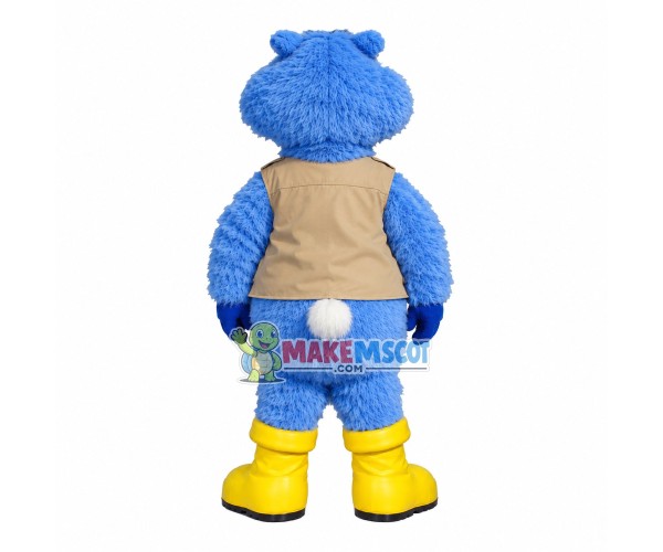 Plush Blue Tiger With Outdoor Vest Mascot Costume Plush Blue Tiger With Outdoor Vest Mascot Costume