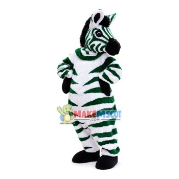 Green Zebra Turning Head Mascot Costume