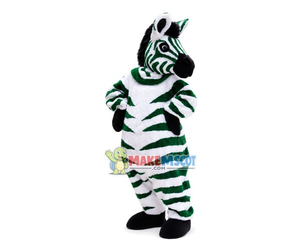 Green Zebra Turning Head Mascot Costume Green Zebra Turning Head Mascot Costume
