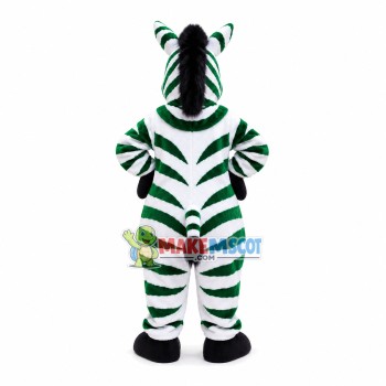 Green Zebra Turning Head Mascot Costume