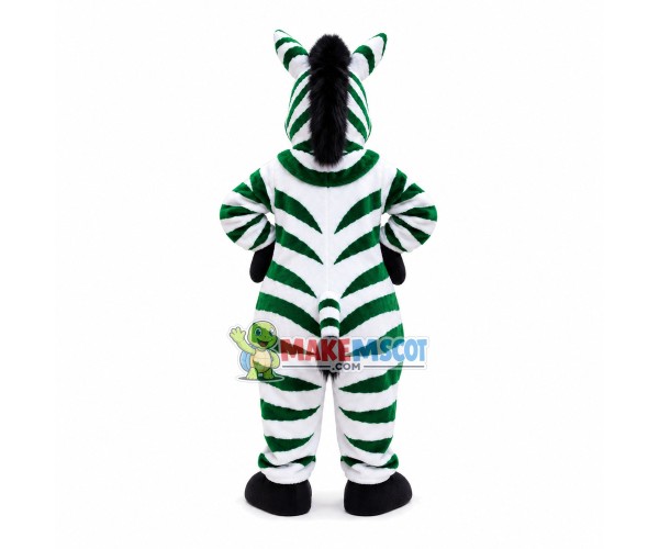 Green Zebra Turning Head Mascot Costume Green Zebra Turning Head Mascot Costume