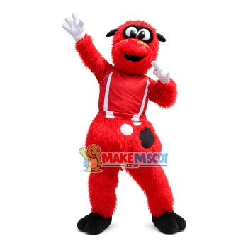 Red Furry Monster With Medal Mascot Costume