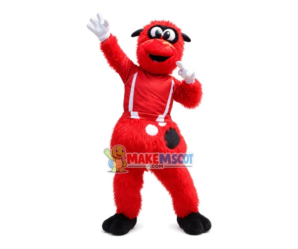 Red Furry Monster With Medal Mascot Costume
