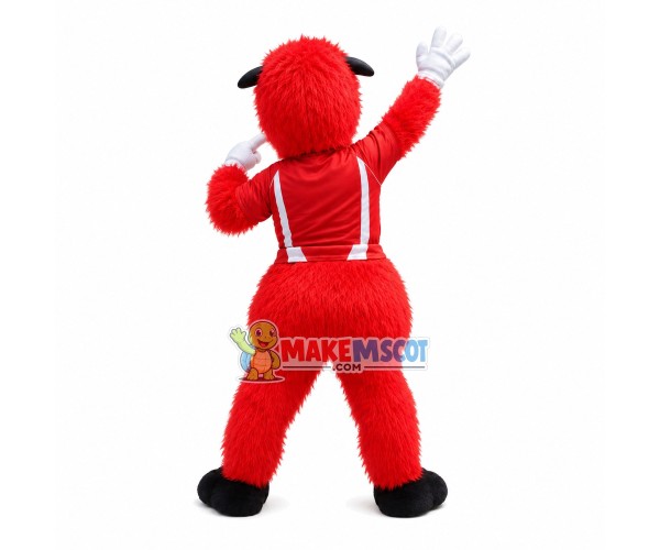 Red Furry Monster With Medal Mascot Costume