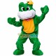 Big Faced Adult Frog With Flower Mascot Costume Big Faced Adult Frog With Flower Mascot Costume