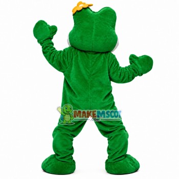Big Faced Adult Frog With Flower Mascot Costume Big Faced Adult Frog With Flower Mascot Costume