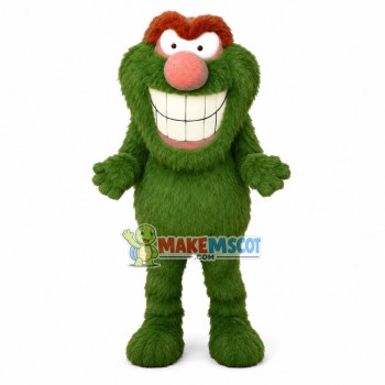 Big Mouth Green Furry Monster Mascot Costume