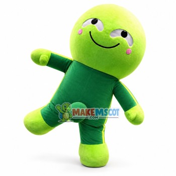 The Green Doll With Humble Expression Mascot Costume The Green Doll With Humble Expression Mascot Costume