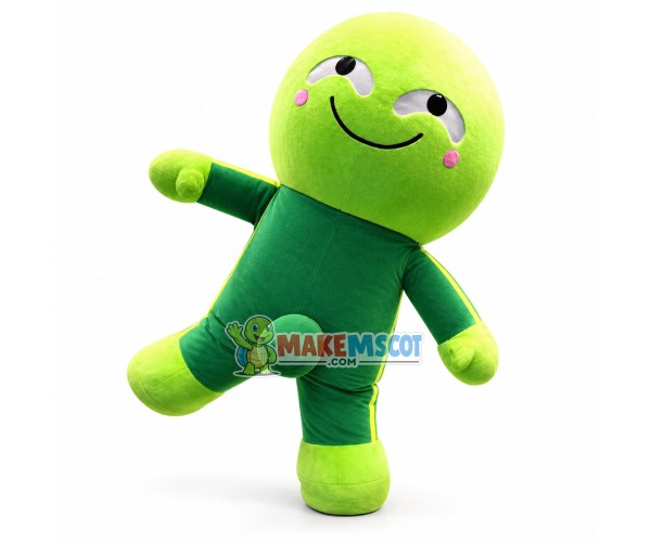 The Green Doll With Humble Expression Mascot Costume The Green Doll With Humble Expression Mascot Costume