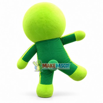 The Green Doll With Humble Expression Mascot Costume The Green Doll With Humble Expression Mascot Costume