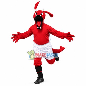 Exciting Red Dragon On The Field Mascot Costume Exciting Red Dragon On The Field Mascot Costume