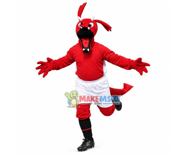 Exciting Red Dragon On The Field Mascot Costume Exciting Red Dragon On The Field Mascot Costume