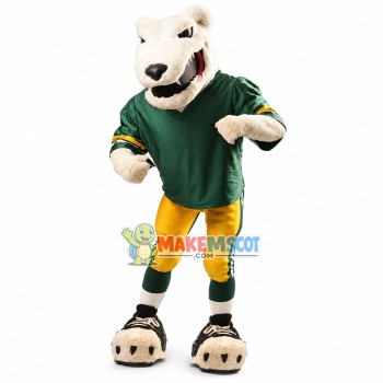 Athletic Rugby Player White Leopard Mascot Costume Athletic Rugby Player White Leopard Mascot Costume