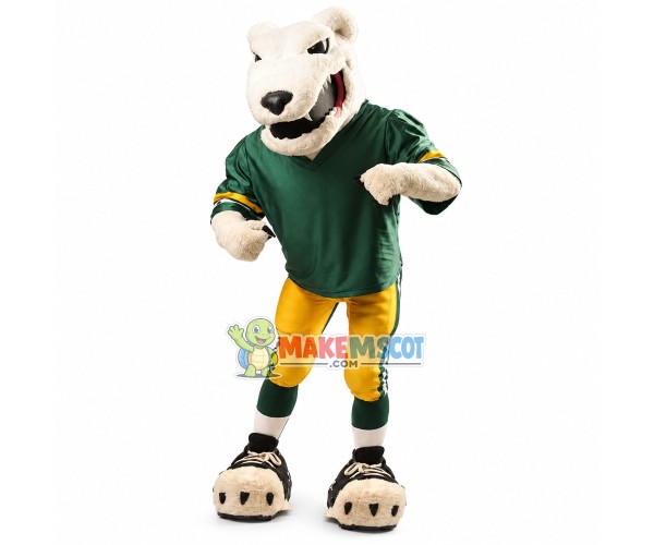 Athletic Rugby Player White Leopard Mascot Costume Athletic Rugby Player White Leopard Mascot Costume