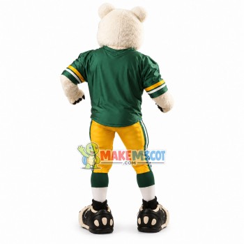 Athletic Rugby Player White Leopard Mascot Costume Athletic Rugby Player White Leopard Mascot Costume