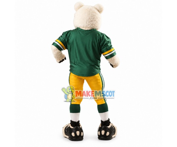 Athletic Rugby Player White Leopard Mascot Costume Athletic Rugby Player White Leopard Mascot Costume
