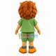 Amiable Baby Lion In The Green Suit Mascot Costume