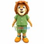 Amiable Baby Lion In The Green Suit Mascot Costume