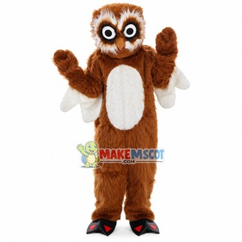 Adult Hairy Owl With White Wings Mascot Costume Adult Hairy Owl With White Wings Mascot Costume