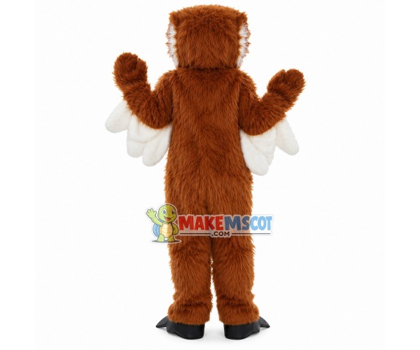 Adult Hairy Owl With White Wings Mascot Costume Adult Hairy Owl With White Wings Mascot Costume
