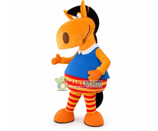 Orange Striped Horse of The Toy World Mascot Costume Orange Striped Horse of The Toy World Mascot Costume