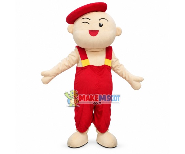 Bald Baby In the Red Beret Mascot Costume Bald Baby In the Red Beret Mascot Costume