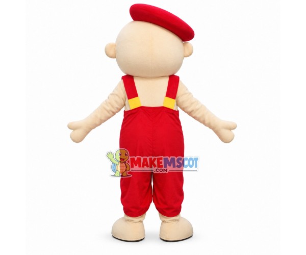 Bald Baby In the Red Beret Mascot Costume Bald Baby In the Red Beret Mascot Costume