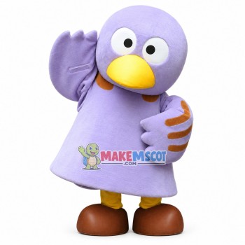 Lilac Penguin Receptionist Mascot Costume Lilac Penguin Receptionist Mascot Costume