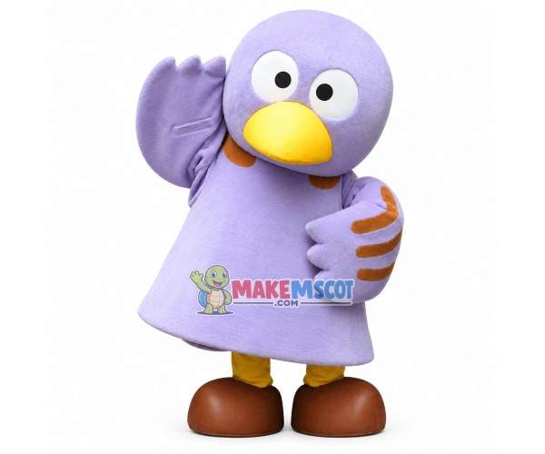 Lilac Penguin Receptionist Mascot Costume Lilac Penguin Receptionist Mascot Costume