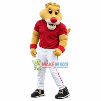 Serious The Muscular Lion Mascot Costume