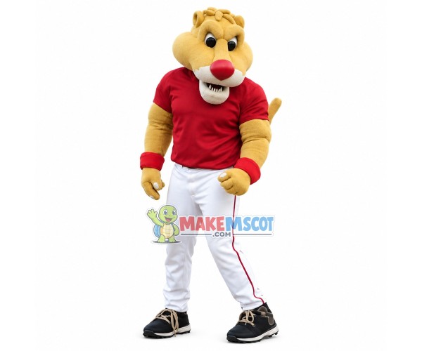 Serious The Muscular Lion Mascot Costume Serious The Muscular Lion Mascot Costume