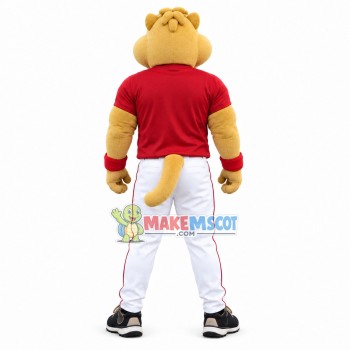 Serious The Muscular Lion Mascot Costume Serious The Muscular Lion Mascot Costume