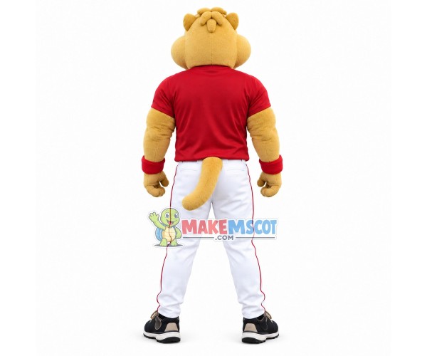 Serious The Muscular Lion Mascot Costume Serious The Muscular Lion Mascot Costume