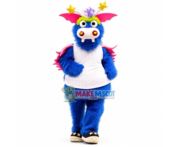 Long Wool Dragon With Star Horns Mascot Costume Long Wool Dragon With Star Horns Mascot Costume