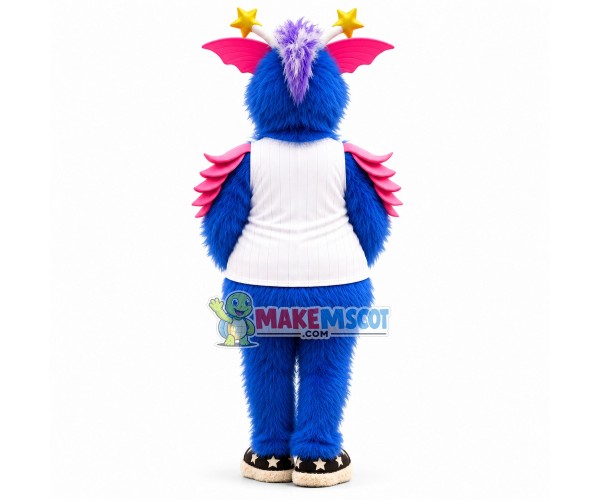 Long Wool Dragon With Star Horns Mascot Costume Long Wool Dragon With Star Horns Mascot Costume