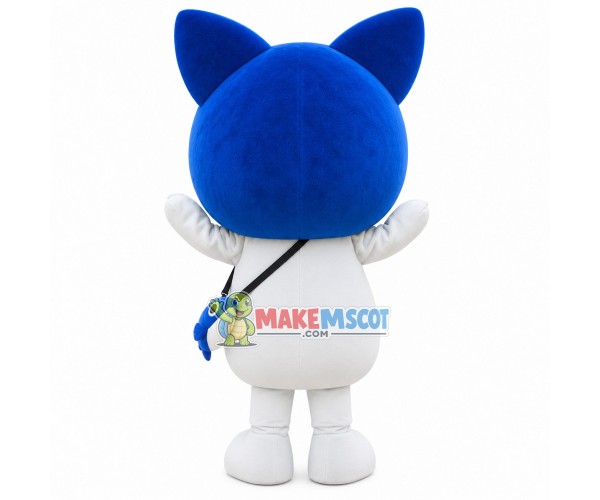 Bright Cartoon Cat Carrying Fish Bag Mascot Costume Bright Cartoon Cat Carrying Fish Bag Mascot Costume