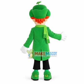 Cheerful Man Wearing Green Windbreaker Mascot Costume