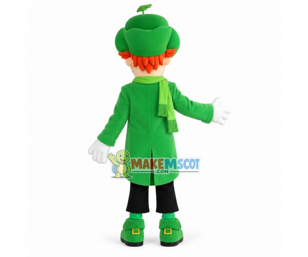 Cheerful Man Wearing Green Windbreaker Mascot Costume Cheerful Man Wearing Green Windbreaker Mascot Costume