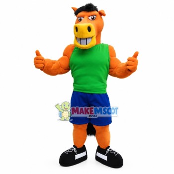 Positive Energy Orange Muscle Horse Mascot Costume