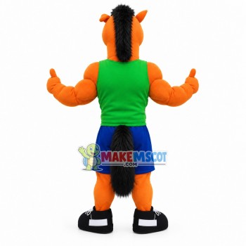 Positive Energy Orange Muscle Horse Mascot Costume Positive Energy Orange Muscle Horse Mascot Costume