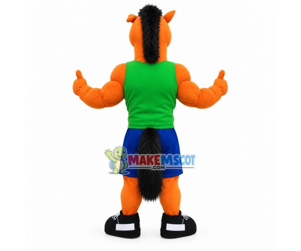 Positive Energy Orange Muscle Horse Mascot Costume Positive Energy Orange Muscle Horse Mascot Costume