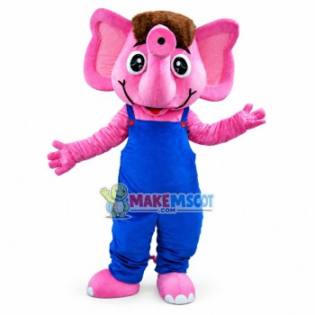The Pleased Pink Little Elephant Mascot Costume The Pleased Pink Little Elephant Mascot Costume