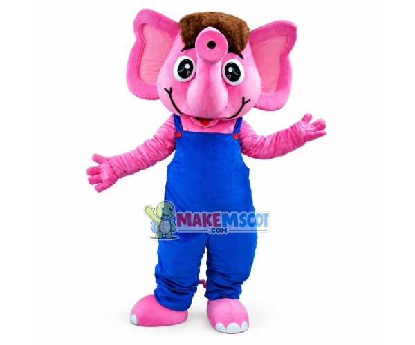 The Pleased Pink Little Elephant Mascot Costume The Pleased Pink Little Elephant Mascot Costume