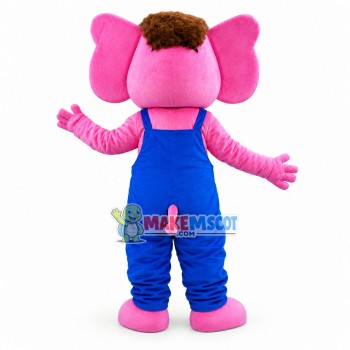 The Pleased Pink Little Elephant Mascot Costume The Pleased Pink Little Elephant Mascot Costume